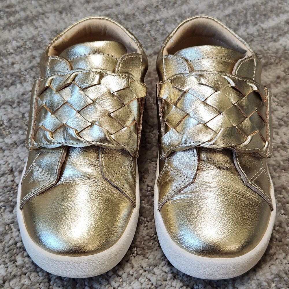 OLDSOLES girls metallic gold braided sneakers shoes size 28 EU or 11 US child - Picture 4 of 11
